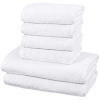 AmazonBasics - Set di asciugamani ad asciugatura rapida, 2 pezzi, 2 teli bagno + 4 asciugamani - Bianco