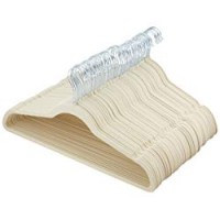 AmazonBasics - Gruccia in velluto con portapantaloni, 50 pezzi, Avorio