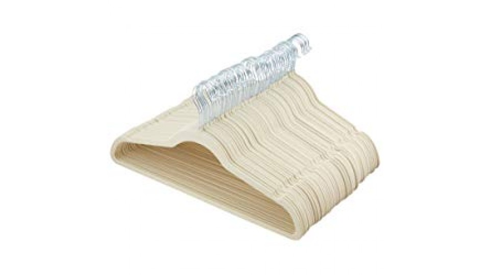 AmazonBasics - Gruccia in velluto con portapantaloni, 50 pezzi, Avorio