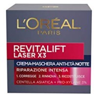 L'Oréal Paris Dermo Expertise Soin, Revitalift Laser X3 Crema-Maschera Anti-Età Notte, con Acido Ialuronico
