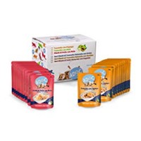 Adoc Cibo Umido per Gatti con Ingredienti Naturali al 100%, Multipack da 22 Buste da 50 Gr con Tonno e Papaya e con Pollo e Mela