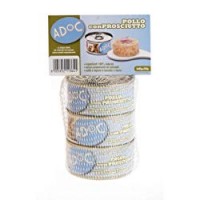 Adoc Cibo Umido per Gatti con Ingredienti Naturali al 100% - Multipack da 3 Lattine da 85 Gr con Pollo e Prosciutto