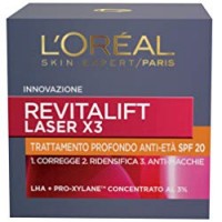 L'Oréal Paris Revitalift Laser X3 Crema Viso Antirughe Anti-Età con Acido Ialuronico e Pro-Xylane di Giorno, Protezione Spf 20-50 ml