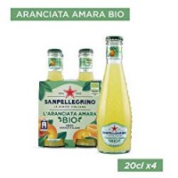 SANPELLEGRINO Bibite Gassate, L'ARANCIATA AMARA BIO 20 cl x 4 (Vetro)