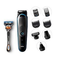 Braun MGK5080 Rifinitore 9-In-1 Tutto-In-1, Rasoio Barba Elettrico, Regolabarba Uomo, Tagliacapelli, Rifinitore Corpo, Naso/Orecchie e di Precisione, Rasoio Gillette Fusion5 ProGlide, Blu/Nero