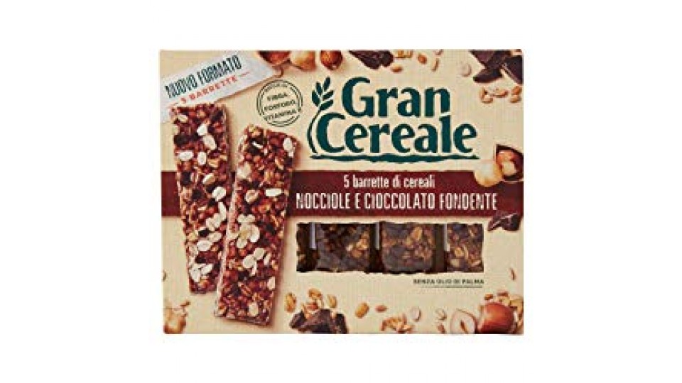 Gran Cereale Barrette di Cereali con Nocciole e Cioccolato Fondente, Ricchi di Fibra e Fosforo