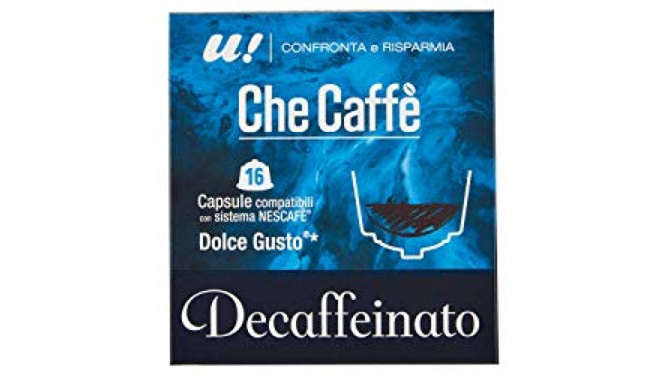 CHE CAFFE' DECAFFEINATO - U! Confronta e Risparmia, 16 Capsule Compatibili Nescafè Dolce Gusto