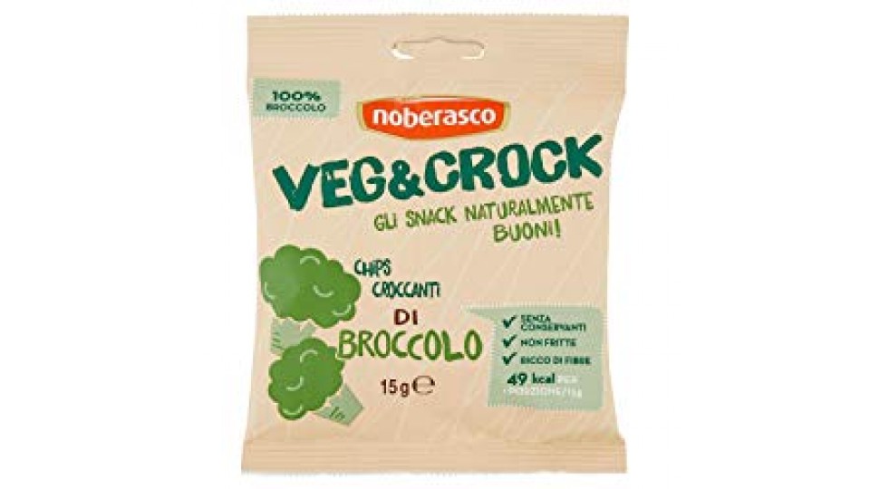Veg&Crock Broccoli - 15 g Noberasco- Chips di Verdure: di broccoli disidratati