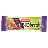 Noberasco Biobreak con Cranberry, Mirtilli Neri e Semi di Chia 35 G; Barrette con Frutta Essiccata, Frutta Secca e Semi, Biologica