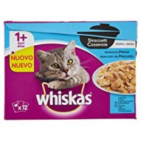 Whiskas Straccetti Casserole in Gelatina Selezione Pesce 1+ Anni - 12 confezioni da