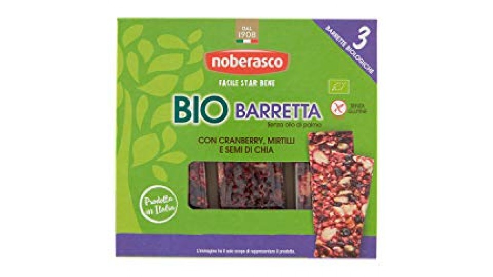 Noberasco - Tripack Bio Barretta Cranberry Mirtilli Semi di Chia