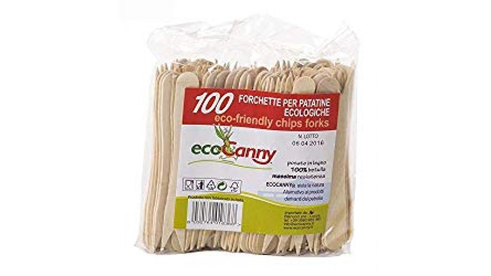 EcoCanny - 100 Forchette EcoBio per Patatine