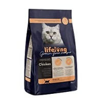 Marchio Amazon Lifelong - Alimento secco per gatti adulti con pollo fresco, ricetta senza grano