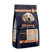 Marchio Amazon - Lifelong Alimento completo con pollo fresco, ricetta senza grano per cani di razza media e grande