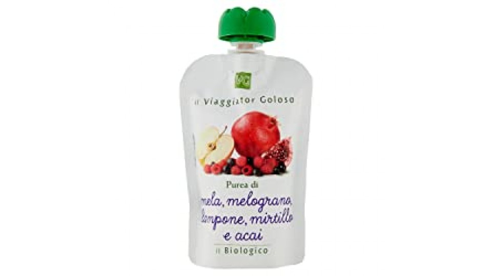 Il Viaggiator Goloso il Biologico - Purea Mela Melograno Lampone Mirtilli e Acai