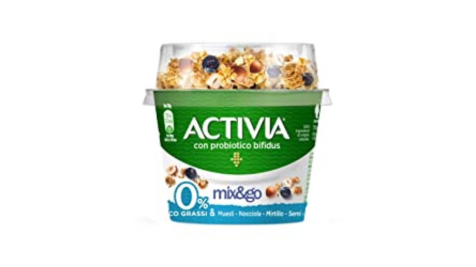 Activia Mix&Go 1X150 0% Granola, Mirtilli, Nocciola, Semi di Lino