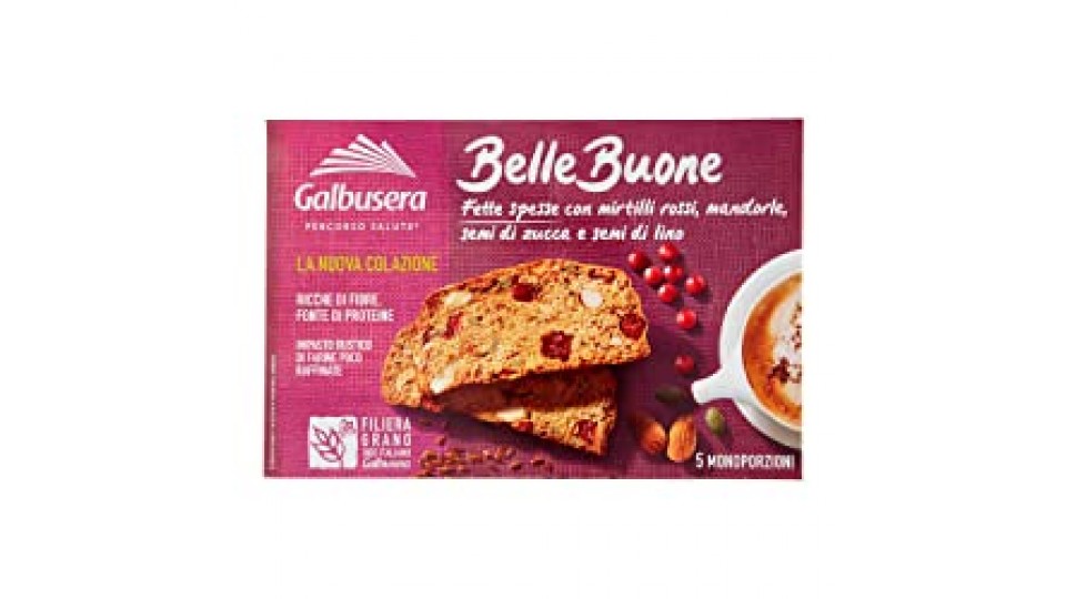 FETTE SPESSE GALBUSERA BELLE BUONE CON MIRTILLI ROSSI MANDORLE 200 GR SEMI LINO