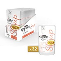 Purina Gourmet Crystal Soup Gatto Delicato Brodo con Salmone Naturale, Guarnito con Verdure - 32 Buste da 40 g Ciacuna (confezione da 32 X 40 g)