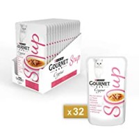 Purina Gourmet Crystal Soup Gatto Delicato Brodo con Tonno Naturale e Acciughe, 32 Buste da 40 g Ciascuna, Confezione da