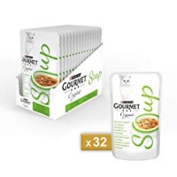 Purina Gourmet Crystal Soup Gatto Delicato Brodo con Tonno Naturale, Guarnito con Verdure, 32 Buste da 40 g Ciascuna, Confezione da