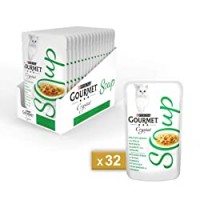 Purina Gourmet Crystal Soup Gatto Delicato Brodo con Pollo Naturale, Guarnito con Verdure, 32 Buste da 40 g Ciascuna, Confezione da
