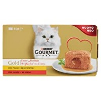 Gourmet Gold Umido Gatto Cuore Morbido con Manzo, Pollo - 4 Lattine da