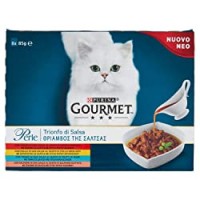 Purina Gourmet Perle Umido Gatto Trionfo di Salsa con Manzo, Pollo, Salmone, Tonno, 8 Buste da 85 g Ciascuna, 1 Confezione da 8