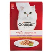 Purina Gourmet Mon Petit Umido Gatto Deliziose Ricette con Carni, con Manzo, Fegato e Selvaggina, 6 Buste da 50 g Ciascuna, Confezione da