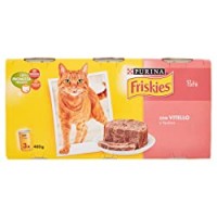 Purina Friskies Umido Gatto Patè con Vitello e Verdure, 3 lattine da 400g ciascuna (confezione da 3x400g)