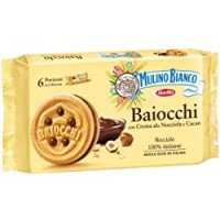 Mulino Bianco Biscotti Baiocchi con Crema alla Nocciola e Cacao per Colazione e Snack Dolce per la Merenda - 6 Porzioni da