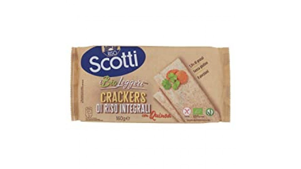 Riso Scotti - Crackers di Riso Integrali con Quinoa - Crackers Integrali Snack Senza Glutine Bio - 8 Porzioni Singole