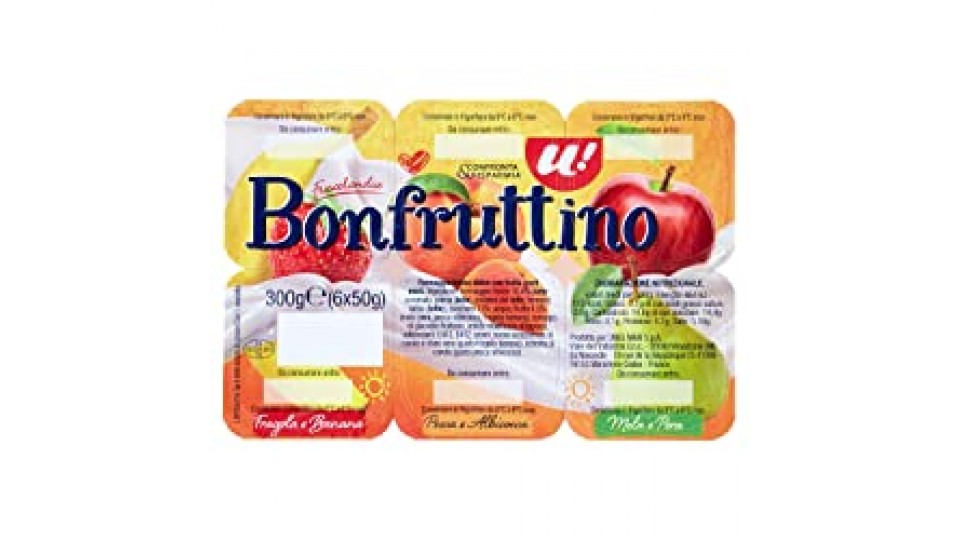 BONFRUTTINO Formaggio Fresco Dolce con Frutta Gusti Misti U! Confronta&Risparmia, 6x50g