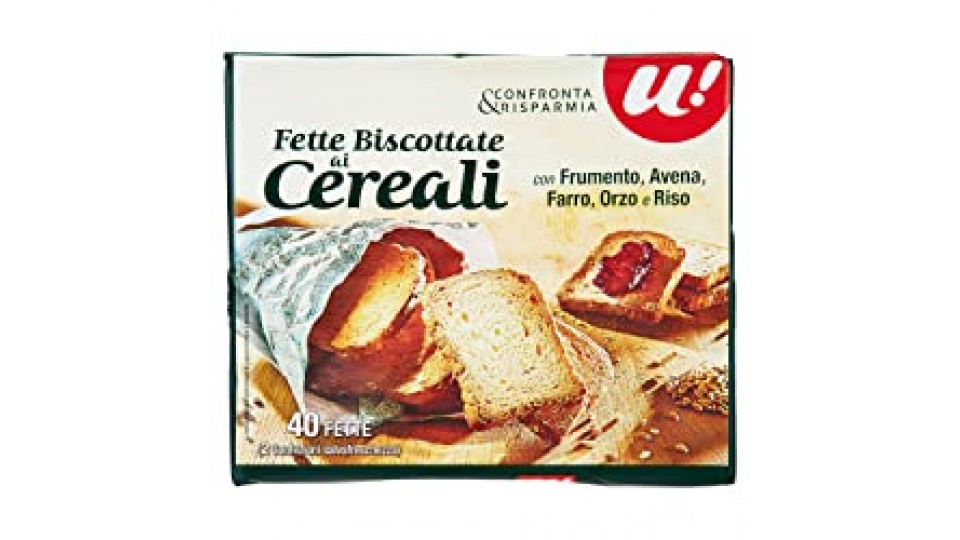 U! Confronta&Risparmia - Fette Biscottate Ai Cereali Con Frumento, Avena, Farro, Orzo E Riso 40 Fette U! Confronta & Risparmi