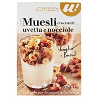 Unes, Cereali Prima Colazione Muesli Croccante con Uvetta e Nocciole