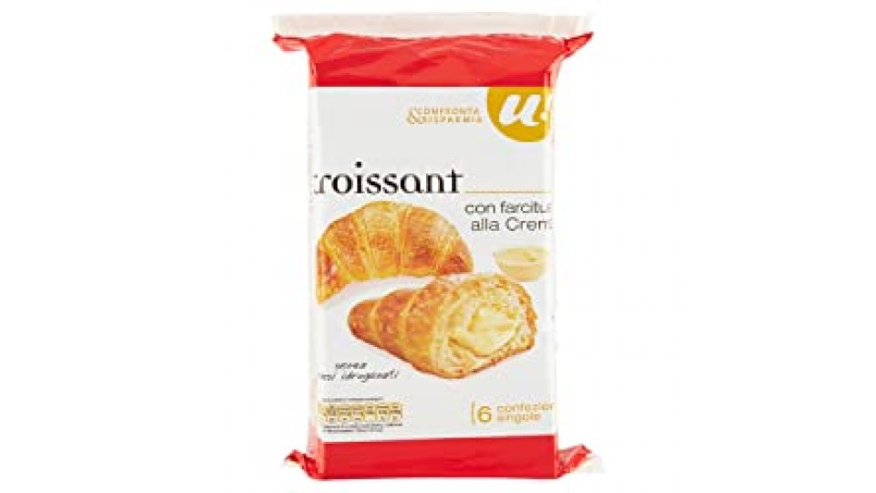 Unes, Merendine 6 Croissant Farciti alla Crema Pasticcera