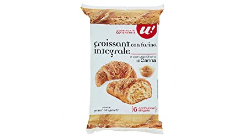 U! Confronta&Risparmia - 6 Croissant Con Farina Integrale E Con Zucchero Di Canna