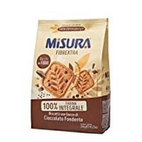 Misura Biscotti Integrali Fibrextra con Gocce di Cioccolato Fondente | 100% Farina Integrale | Ricchi in Fibre | Confezione da