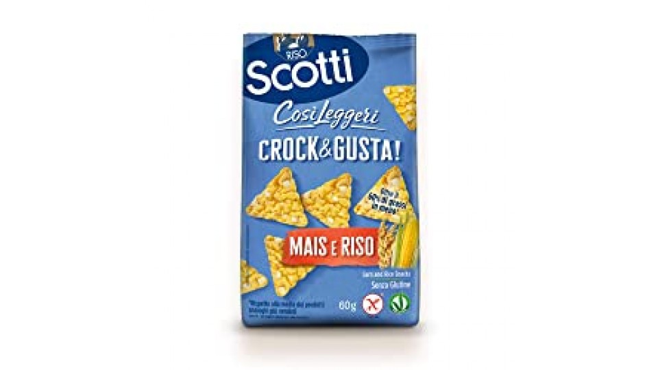 Riso Scotti - Crock & Gusta Mais e Riso - Triangoli di Mais e Riso, Snack Senza Glutine