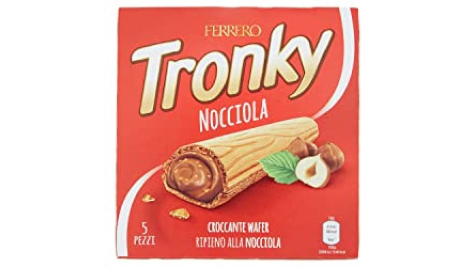Kinder Ferrero Tronky Croccanti Wafer alla Nocciola - 90 gr, Confezione da 5
