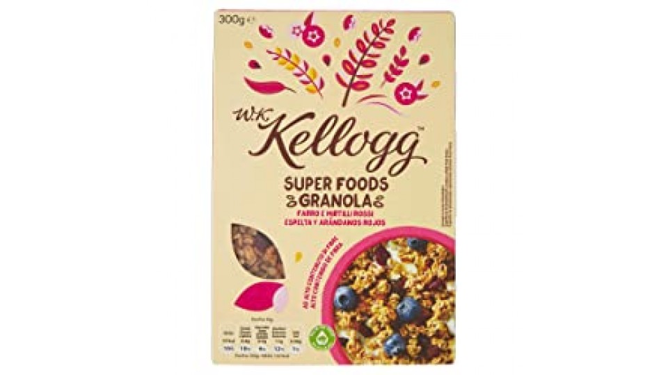 Kellogg's Wkk Super Foods Granola Farro e Mirtilli Rossi - 0.300 kg