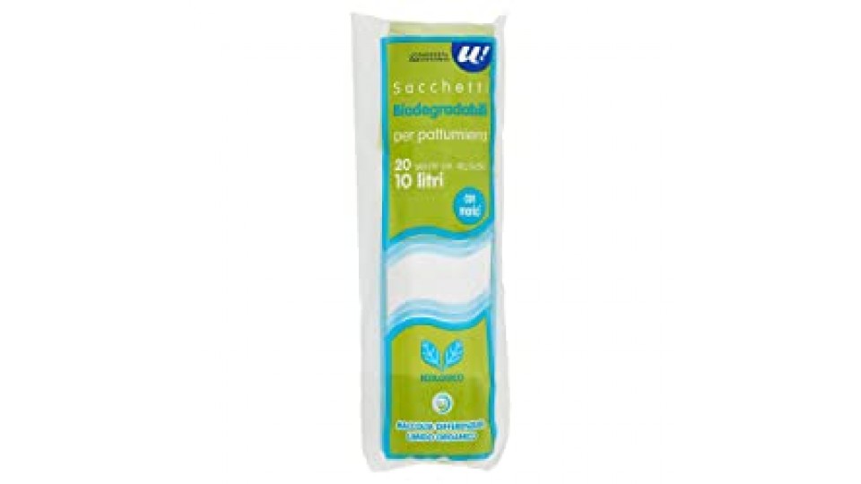 20 SACCHETTI BIODEGRADABILI Umido Organico con Manici 42,5x50cm 10L U! Confronta&Risparmia