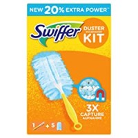 Swiffer Duster Kit con 1 Manico e 5 Dry Cloths Ricambi, intrappola e Blocca Fino a 3 Volte Più Polvere e Peli Rispetto a un Piumino Tradizionale