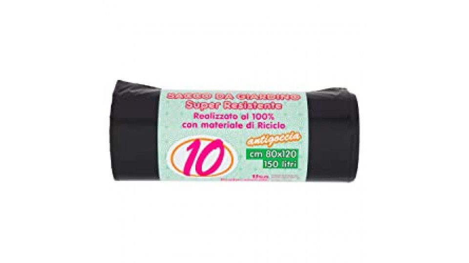 10 SACCHI NERI DA GIARDINO 80x120cm 150L U! Confronta&Risparmia