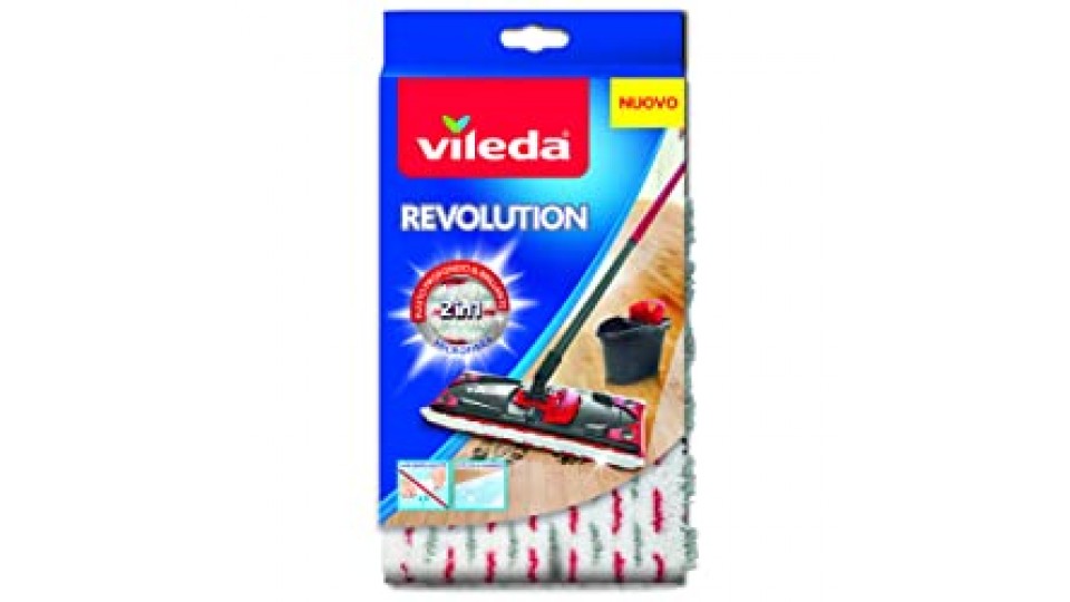 Vileda Revolution Panno Ricambio 2 In 1 In Microfibra, Bianco
