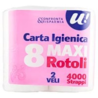 CARTA IGIENICA 2 Veli 8 Maxi Rotoli U! Confronta&Risparmia