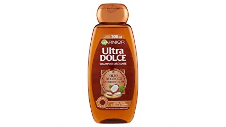 Ultra Dolce Garnier Shampoo all' Olio di Cocco e Burro di Cacao per Capelli Lisci