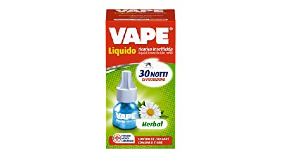 Vape Ricarica Liquida Herbal, Protezione Zanzare, Profumazione Delicata