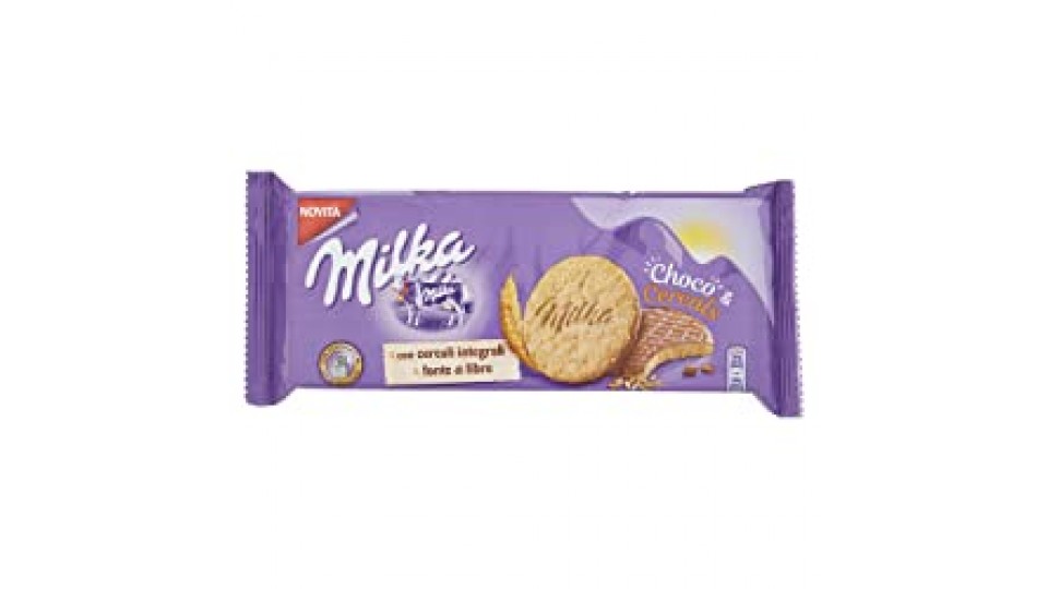 Milka Choco & Cereals - Biscotti con fiocchi d'avena e farina di frumento integrale ricoperti con cioccolato al latte