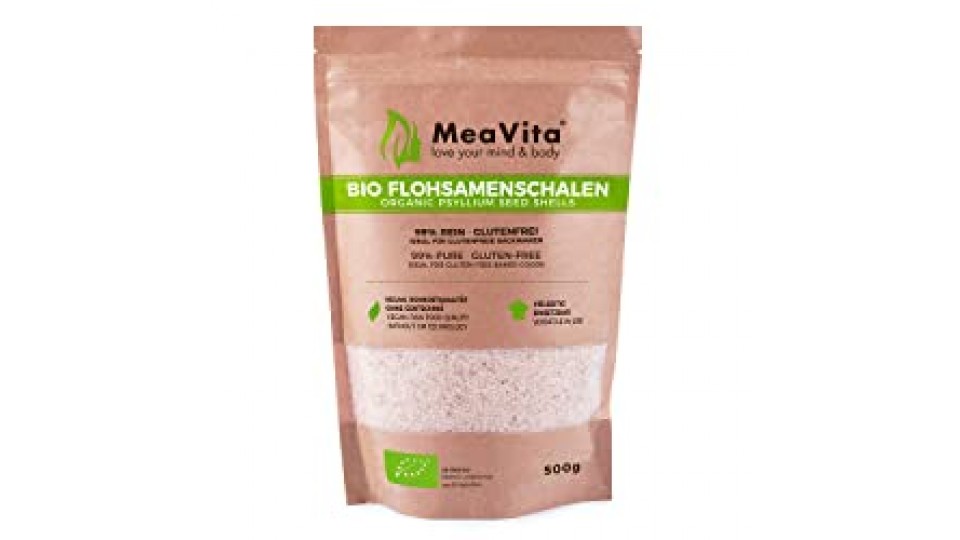 MeaVita Ingo Steyer KG Buccia di Psillio Biologica, Indiana, Ricca di Fibre e Vegana Pura al 99%, Confezione da