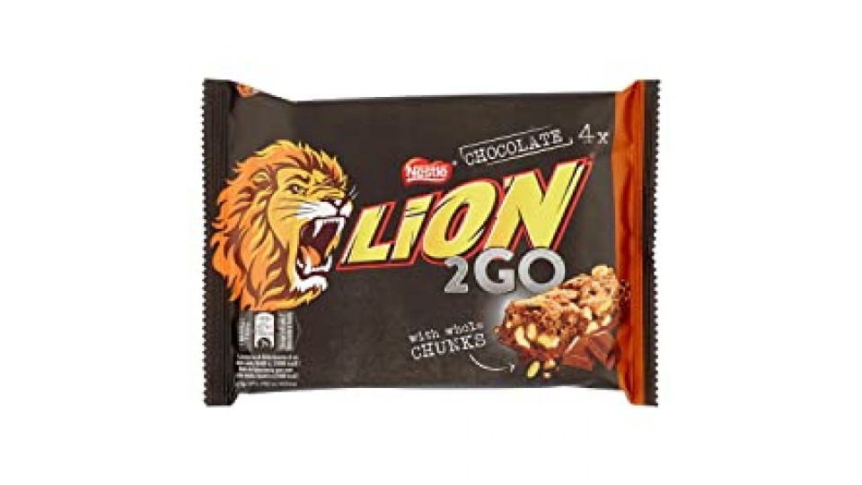 NESTLÉ LION 2GO CHOCOLATE Barretta con pezzi di cioccolato confezione con 4 barrette da